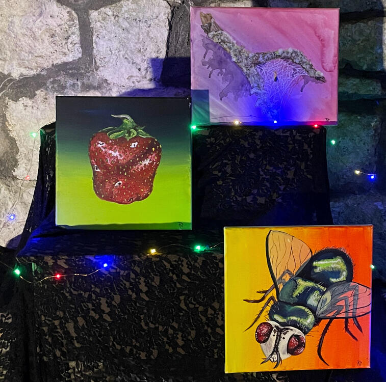 NO MORE MORNING SICKNESS - Acrylic + dead bugs on canvas.